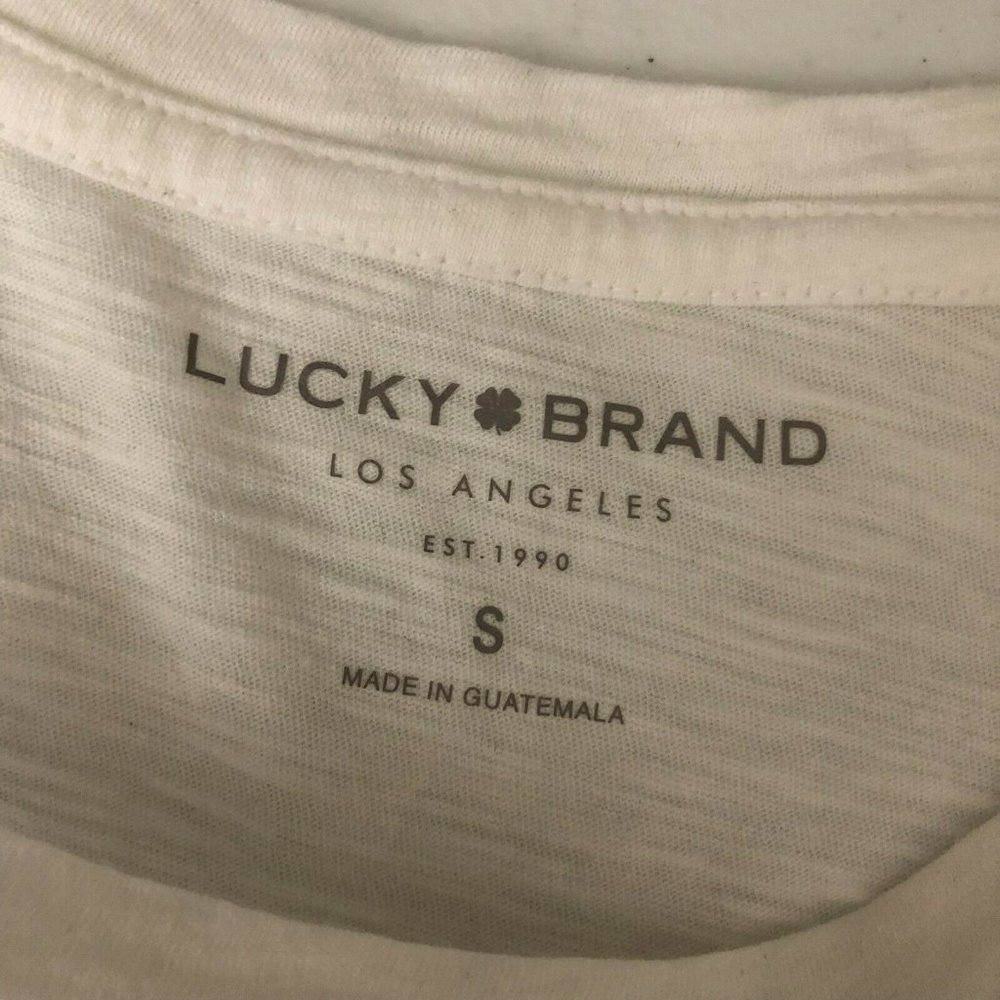 Lucky Brand Womens T Shirt Top Rainbow Flag Heart Short Sleeve White S - Picture 3 of 4